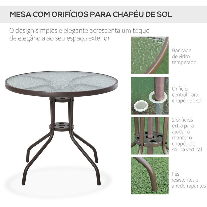 Conjunto de Móveis para Jardim ou Terraço Inclui 1 Mesa + 4 Cadeiras + 1 guarda-sol- Cor: Creme