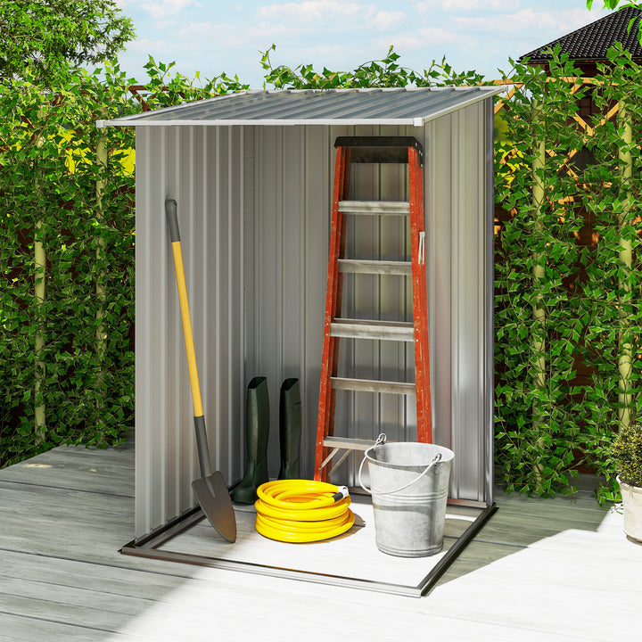 Abrigo de Jardim 0,92 m² 100x103x160 cm Abrigo Exterior de Aço Galvanizado com Porta Fechadura e Teto Inclinado para Armazenamento de Ferramentas Cinza