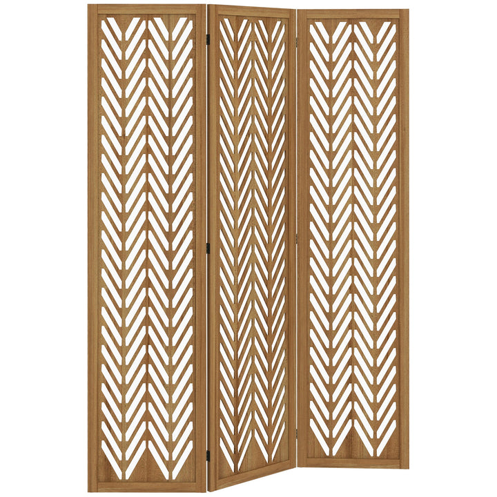 Biombo de 3 Painéis Separador de Ambientes Dobrável 120x1,7x170 cm Divisor de Ambientes de Madeira com Padrões Geométricos para Escritório Dormitório Madeira