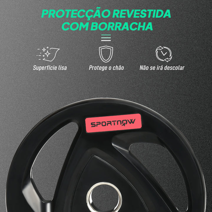 Conjunto de 2 Discos de Pesos Olimpicos 15kg Ferro Fundido Placas de Peso Revestido em Borracha com Orifício de 5 cm para Treinamento Fitness em Ginásio Casa Ø40x5 cm Preto