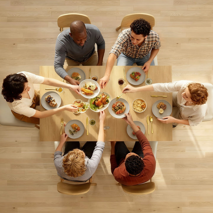 Mesa de Refeição Extensível 70-140x80 cm Mesa de Cozinha Extensível para 4-6 Pessoas com Puxador de PU e Almofadas de Feltro para Espaços Pequenos Sala de Estar Madeira