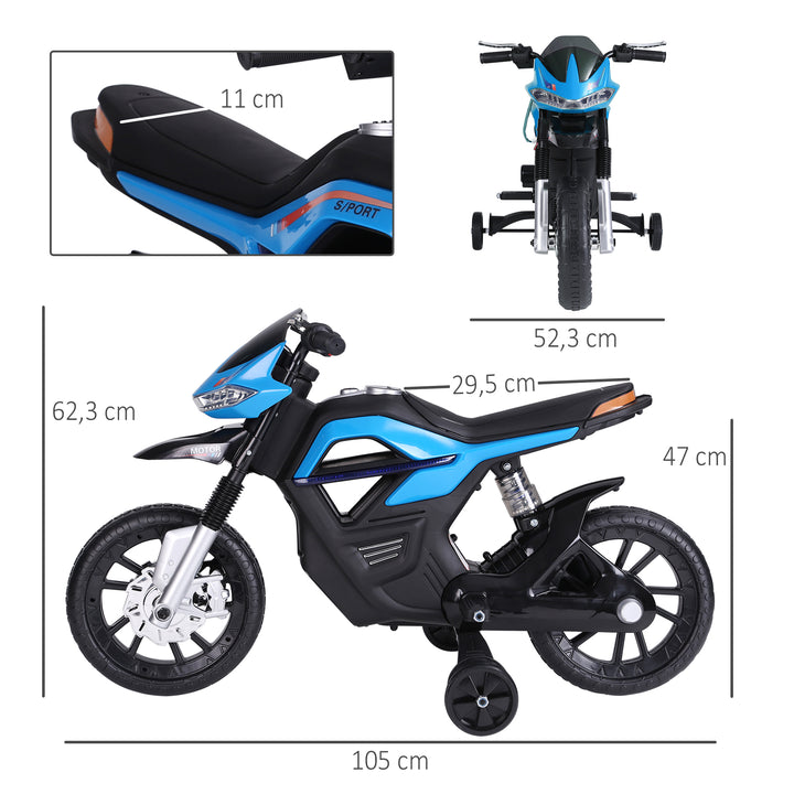 Mota Elétrica para crianças acima de 3 anos Bateria de 6V com Luzes e Música 105x52.3x62.3cm Azul