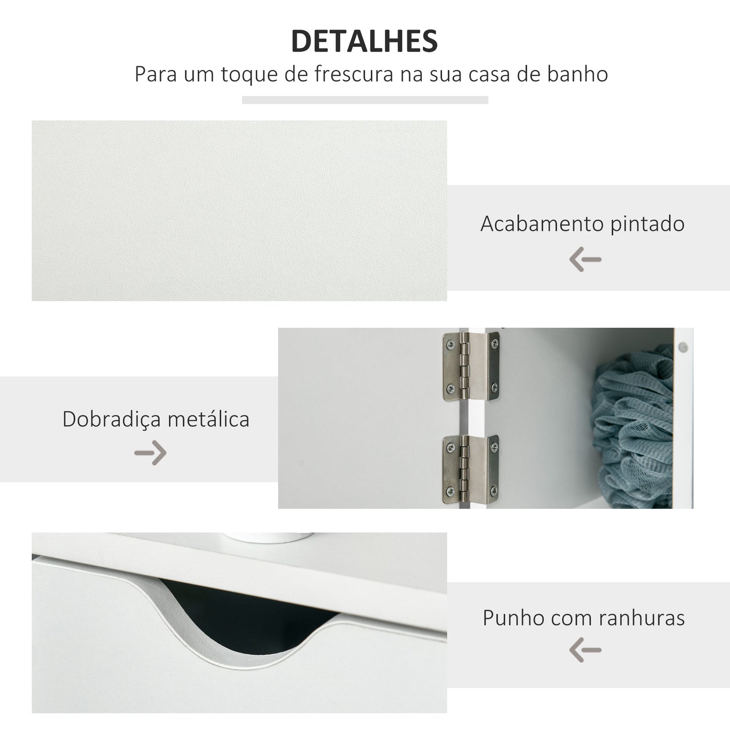 Coluna Casa de Banho com 2 Portas e 2 Prateleiras Abertas Armário Alto para Casa de Banho Sala de Estar Dormitório Estilo Moderno 15,2x29,8x118cm Branco