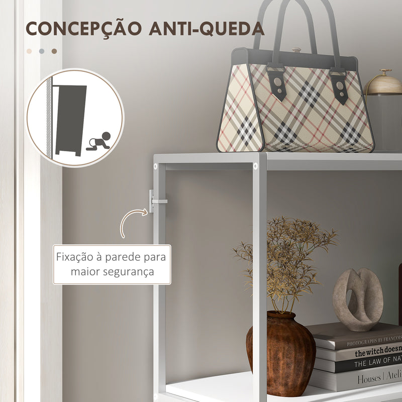 Mesa Consola de Entrada Mesa de Entrada com Estante Aberto e Estrutura de Aço Anti-tombo para Sala Corredor 100x30x87 cm Branco