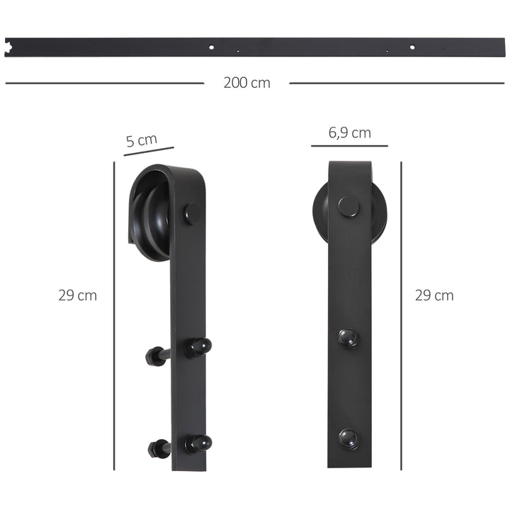 Kit de acessórios para porta de celeiro deslizante Porta de montagem Conjunto de peças de metal Trilhos de rolo de aço carbono