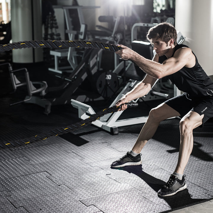 Corda de Batalha Battle Rope Exercício Formação Fitness Crossfit ?38mm Comprimento 9m Poliéster Ultra-Resistente