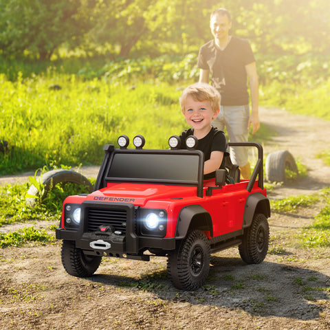 Carro Elétrico para Crianças com Licença Land Rover 12V Carro a Bateria Infantil com Controlo Remoto Sistema de Suspensão USB MP3 Velocidade Ajustável Faróis 115x61x61 cm Vermelho