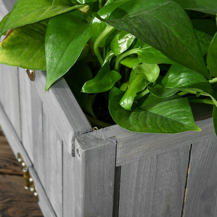Floreira de Madeira Dobrável Floreira Elevada para Cultivo de Vegetais e Flores no Exterior Pátio Varanda Terraço 70x30x25 cm Cinzento