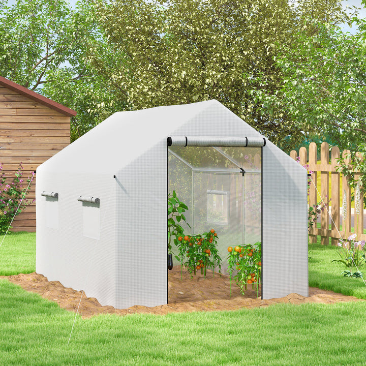 Estufa tipo Túnel 2x3x2 m Estufa de Exterior com 4 Janelas de Malha e Porta com Fecho de Correr Estufa para Cultivos Anti UV para Pátio Jardim Branco
