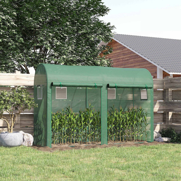 Estufa Jardim Tipo Túnel com 4 janelas e 2 portas para Plantas de PE de aço 300x100x200 cm Verde