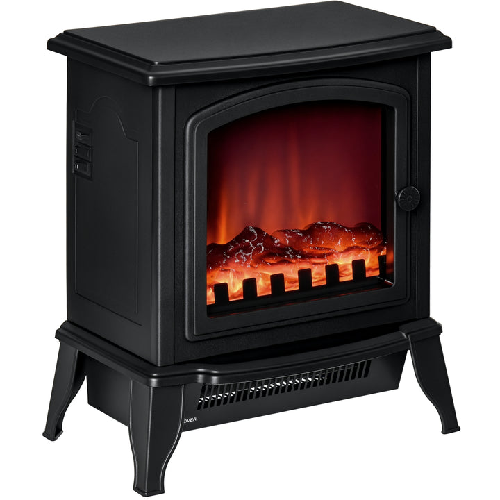 Lareira Elétrica Portátil 1000/2000W com Simulação de Chama Termostato Ajustável e Proteção de Superaquecimento para Salas de até 25m² 36,5x24x41,5cm Preto