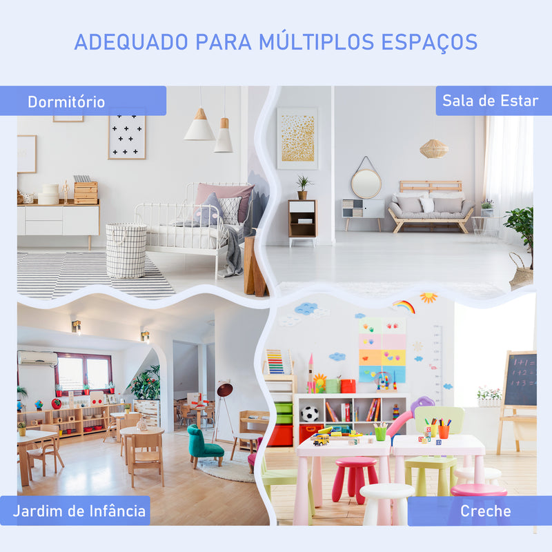 Conjunto Infantil de Mesa 2 Cadeiras e Banco com Armazenamento Móveis Infantil para Sala de Jogos Dormitório Branco e Cinza