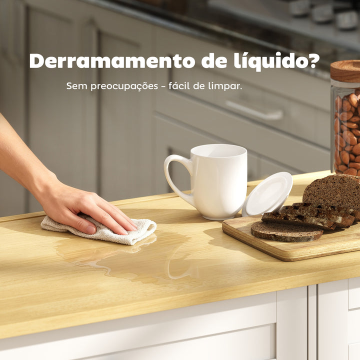 Ilha de Cozinha com Rodas Bancada Dobrável Carrinho de Cozinha com 2 Portas com Fecho Suave 2 Gavetas 6 Prateleiras Abertas 120x65x89 cm Branco