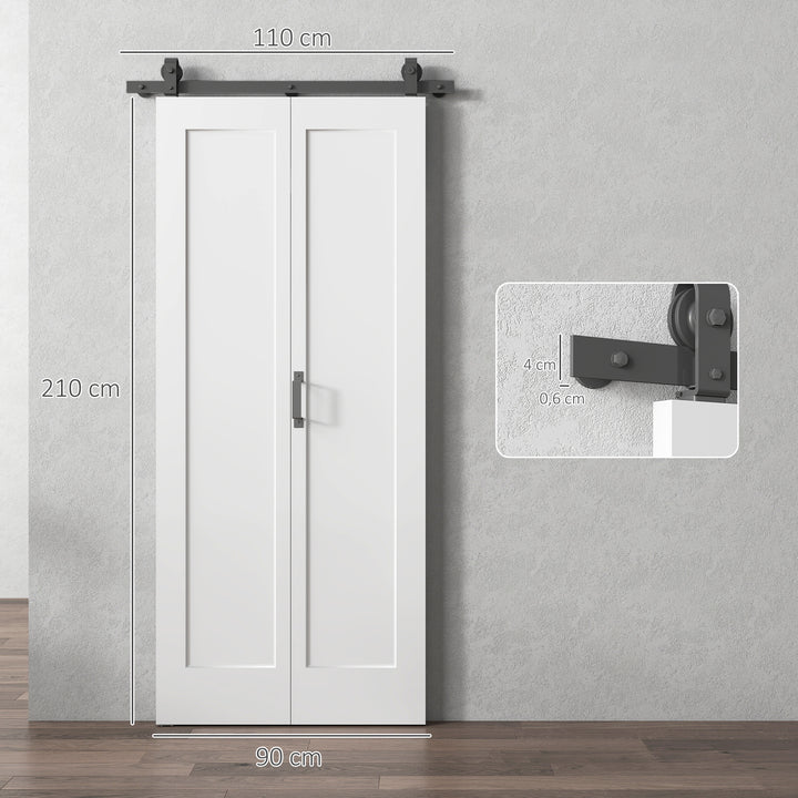 Porta de Correr com Acessórios Porta de Correr Dobrável com Acabamento Elegante Puxador Montagem Fácil para Casa de Banho Sala de Estar Cozinha 90x210 cm Branco