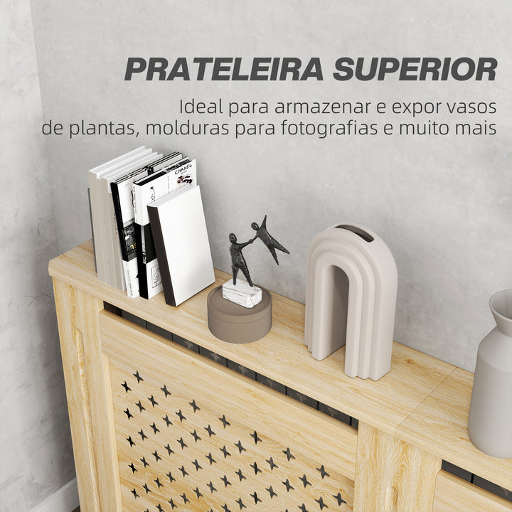 Cobertura de Radiador de MDF Proteção para Radiador para Sala de Estar Dormitório Corredor 152x19x82 cm Carvalho