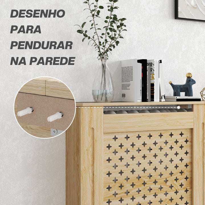 Cobertura de Radiador de MDF Proteção para Radiador para Sala de Estar Dormitório Corredor 152x19x82 cm Carvalho