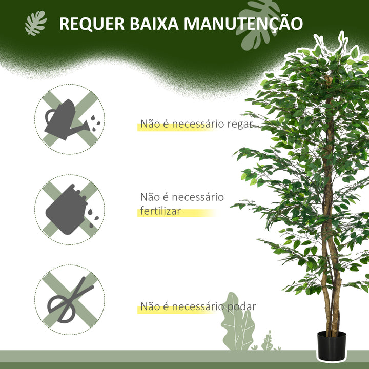 Planta Figueira Artificial com Tronco Realista 180 cm Planta Artificial com Vaso e 1260 Folhas Decoração para Casa Sala de Estar Escritório Verde