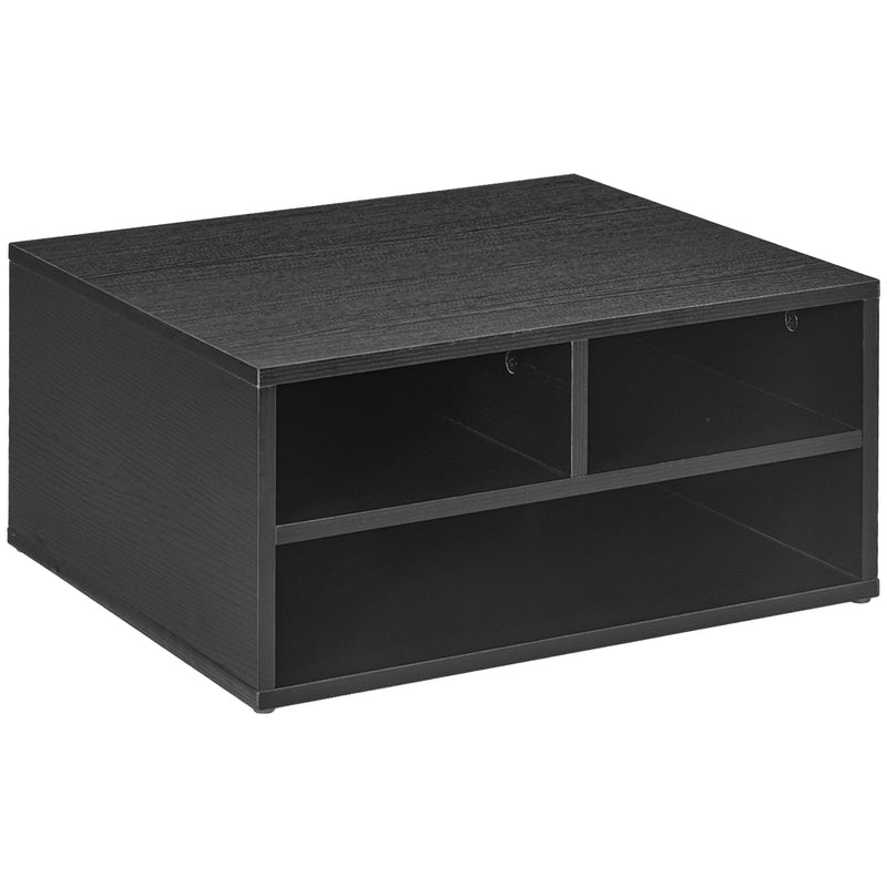 Móvel Auxiliar para Impressora de 2 Níveis Suporte de Impressora com 3 Compartimentos Estilo Moderno para Quarto Escritório Sala 47x40x22,5 cm Preto