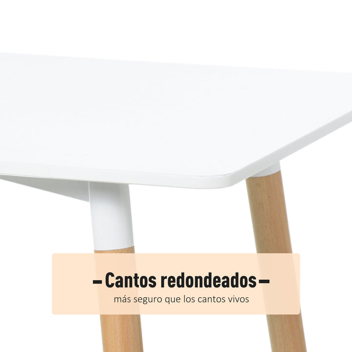 Mesa de jantar estilo nórdico com pernas de madeira 120x60x75 cm branco