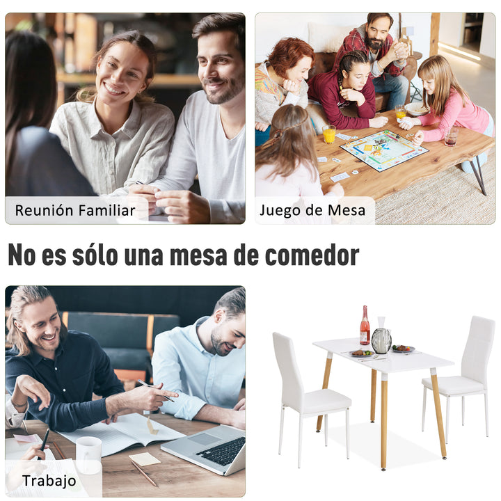 Mesa de jantar estilo nórdico com pernas de madeira 120x60x75 cm branco