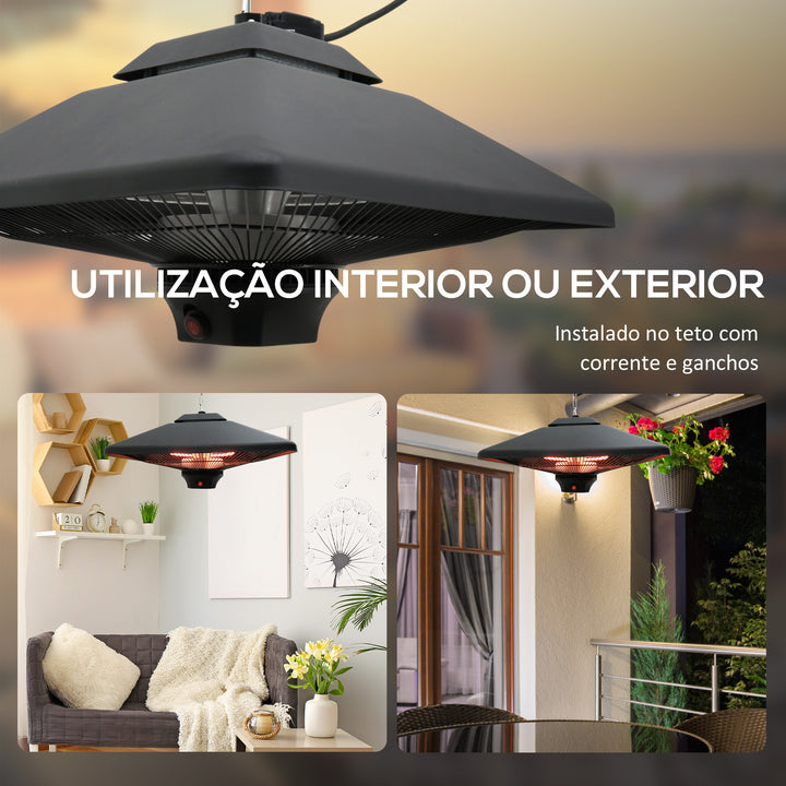 Aquecedor de Teto com Controlo Remoto 1000/2000W - 43x43x25cm
