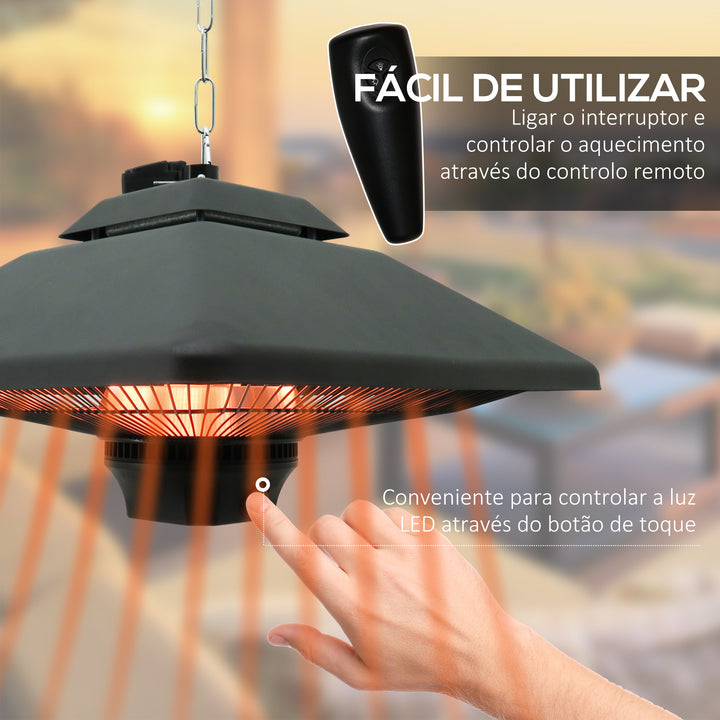 Aquecedor de Teto com Controlo Remoto 1000/2000W - 43x43x25cm