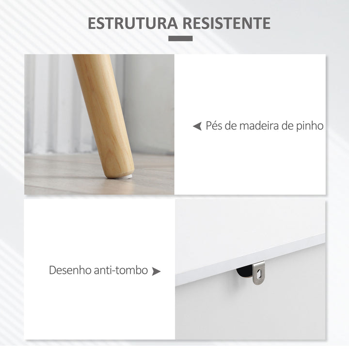 Aparador de Sala de Estar com 2 Portas e 1 Gaveta Aparador para Escritório Estúdio Dormitório Estilo Moderno Anti-Tombo 98x39x81,5cm Branco e Cinza
