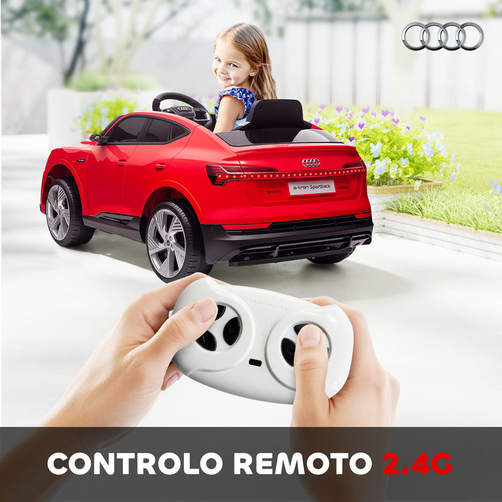 Carro Elétrico Audi E-Tron 12V para Crianças acima de 3 Anos com Controle Remoto Faróis Buzina Música MP3 TF USB e Abertura da Porta 3-8km/h 108x60x47cm Vermelho