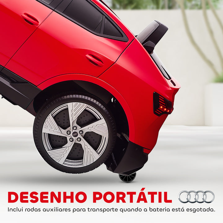 Carro Elétrico Audi E-Tron 12V para Crianças acima de 3 Anos com Controle Remoto Faróis Buzina Música MP3 TF USB e Abertura da Porta 3-8km/h 108x60x47cm Vermelho