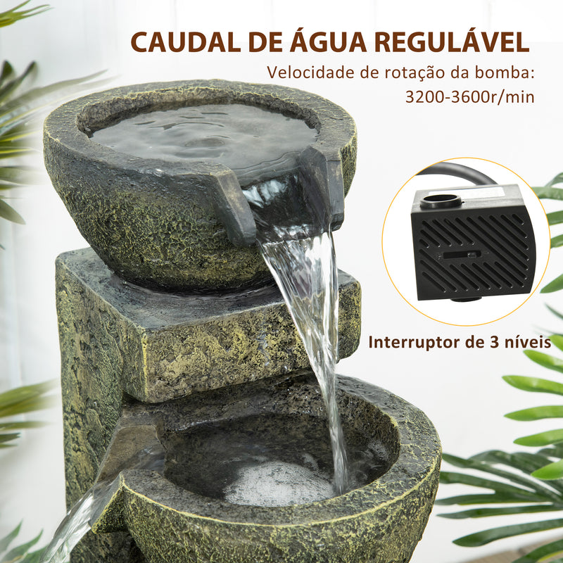 Fonte de Jardim 5W Fonte de Água em Cascata de 4 Níveis com Bomba de Água e Saída de Água Ajustável para Decoração Pátio 25x24x60 cm Multicolor