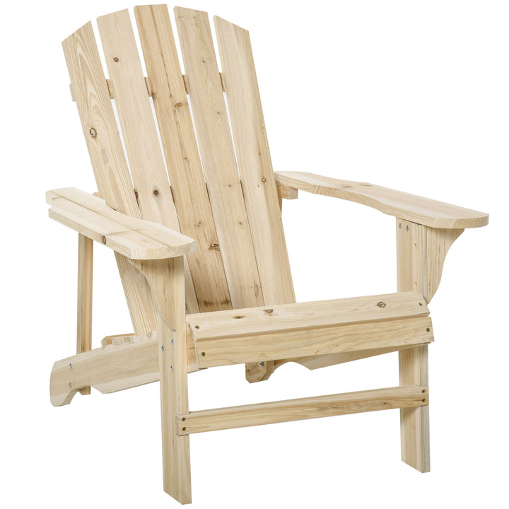 Cadeira Adirondack de Madeira Cadeira Adirondack de Jardim com Assento Extra Largo Carga Máxima 150 kg para Pátio Varanda Exterior 78x89x88 cm Madeira