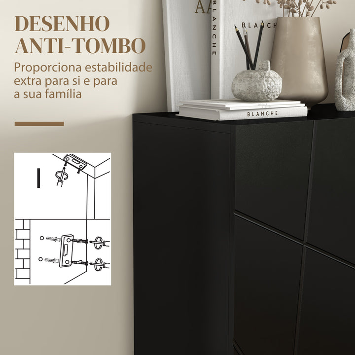 Móvel Sapateira de Entrada Armário Sapateira com Prateleiras Ajustáveis para 15-20 Pares de Sapatos para Corredor Entrada 72x31,5x95 cm Preto