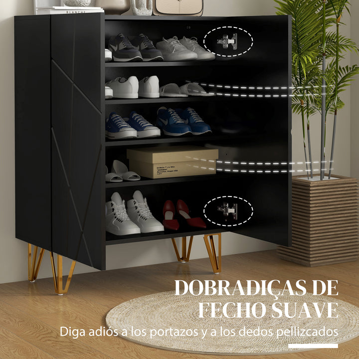 Móvel Sapateira de Entrada Armário Sapateira com Prateleiras Ajustáveis para 15-20 Pares de Sapatos para Corredor Entrada 72x31,5x95 cm Preto