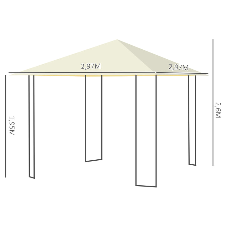 Pérgola para Jardim 3x3x2,6m Aço e Poliéster Creme