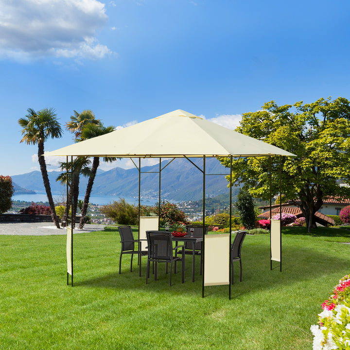 Pérgola para Jardim 3x3x2,6m Aço e Poliéster Creme