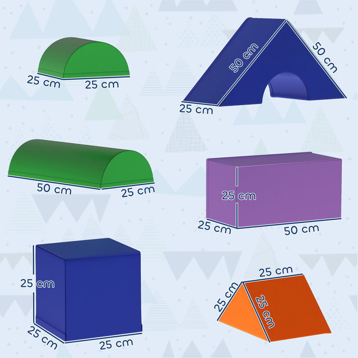 Conjunto de 11 Blocos de Espuma para Crianças Blocos de Contrução Brinquedo de Aprendizagem para Crianças 1-3 Anos 50x50x25 cm Multicor
