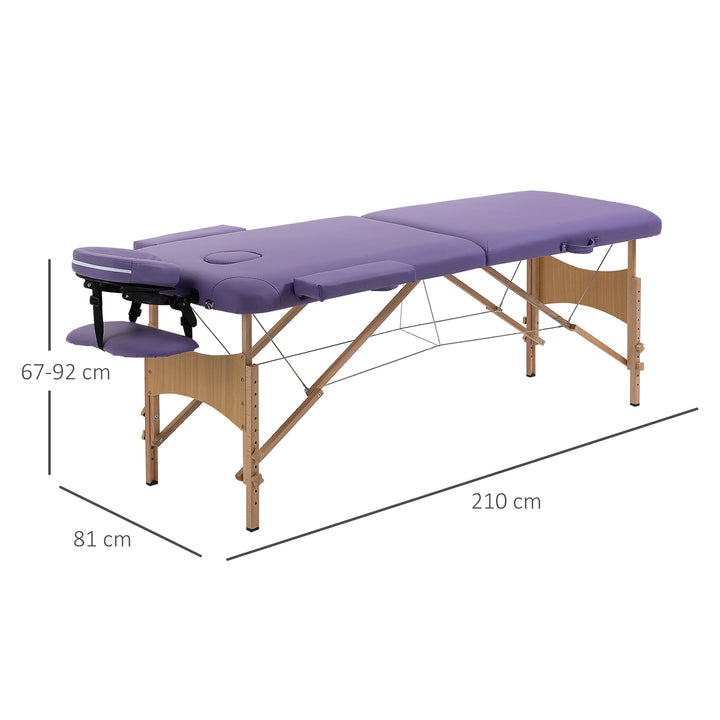 Marquesa Dobrável para Fisioterapia - Cor Roxo - Madeira de Faia e PU - 182x60 cm