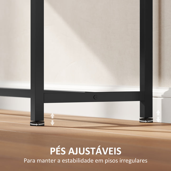 Mesa Consola Moderna Consola Estreita com Superfície com Efeito Mármore Prateleira Aberta e Estrutura de Metal Consola de Sofá para Entrada Sala de Estar 100x30x81 cm Branco