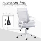 Cadeira de Escritório de Malha Cadeira de Escritório Giratória com Altura Ajustável Função Basculante e Apoio para os Braços Cadeira de Estúdio Carga 120 kg 57x55x89-109 cm Cinza