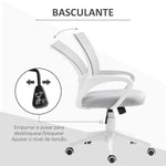 Cadeira de Escritório de Malha Cadeira de Escritório Giratória com Altura Ajustável Função Basculante e Apoio para os Braços Cadeira de Estúdio Carga 120 kg 57x55x89-109 cm Cinza