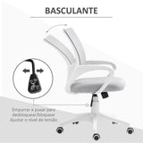 Cadeira de Escritório de Malha Cadeira de Escritório Giratória com Altura Ajustável Função Basculante e Apoio para os Braços Cadeira de Estúdio Carga 120 kg 57x55x89-109 cm Cinza