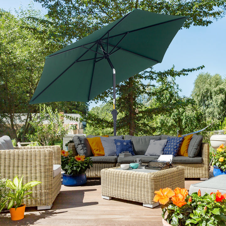 Guarda-sol Reclinável com Manivela de Alumínio com Tela de Poliéster para Jardím Pátio Terraço - F270x235 cm