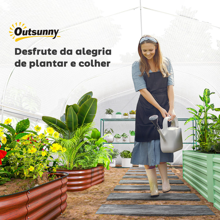 Estufa tipo Túnel 4x3x2 m Estufa de Exterior com 2 Janelas Cobertura PE Anti UV e 1 Porta de Enrolar com Fecho de Correr Estufa para Jardim Pátio Branco