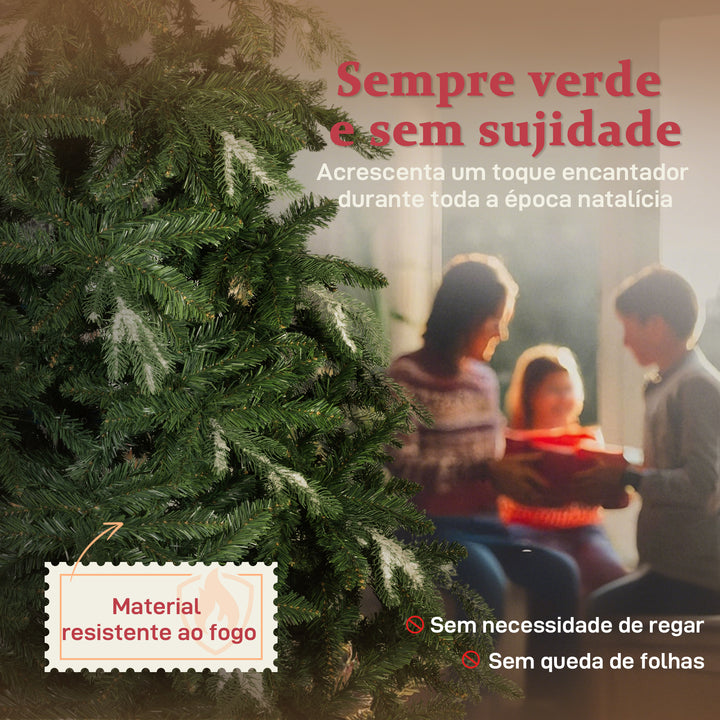Árvore de Natal Artificial 210 cm Ramos Realistas com Efeito Neve Árvore de Natal com Suporte em Aço Base Dobrável Montagem Rápida Decoração de Natal para Casa Festa Verde