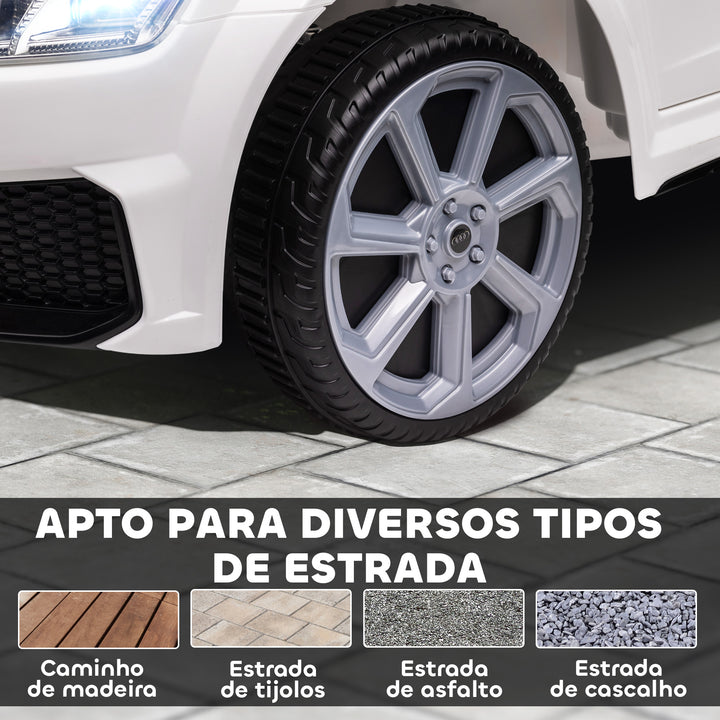 Carro elétrico infantil Audi TT RS acima de 3 anos com controle remoto com música e luzes Bateria 6V 30 kg 103x63x44cm