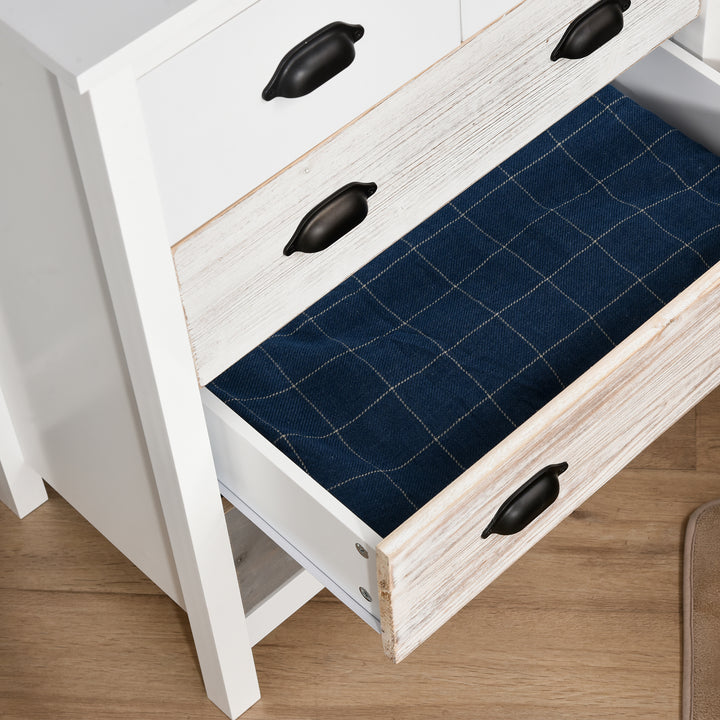 Cómoda com 5 Gavetas Cómoda para Dormitório Moderna com Desenho Anti-Tombo Cómoda para Sala de Estar Corredor 70x38x85 cm Branco