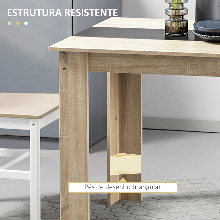 Mesa de Sala de Jantar para 4-6 Pessoas Mesa de Cozinha Retangular Estilo Moderno com Bancada de Melamina de Madeira Carga 50 kg 120x69x75 cm Madeira e Preto