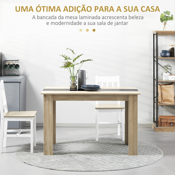 Mesa de Sala de Jantar para 4-6 Pessoas Mesa de Cozinha Retangular Estilo Moderno com Bancada de Melamina de Madeira Carga 50 kg 120x69x75 cm Madeira e Preto