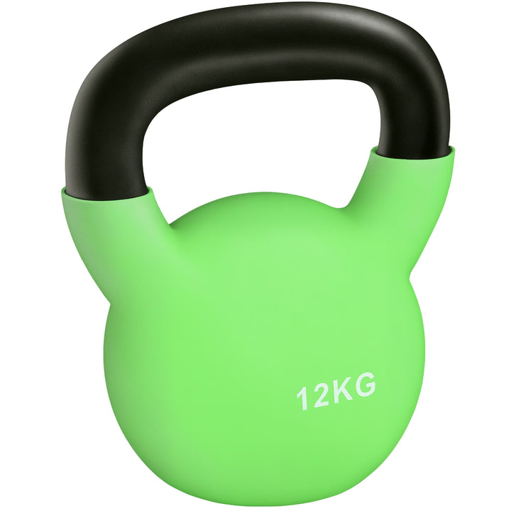 Kettlebell de 12kg de Ferro Fundido Haltere Kettlebell com Revestimento de Neoprene para Treinamento de Força Casa Ginásio 20x13x23cm Verde