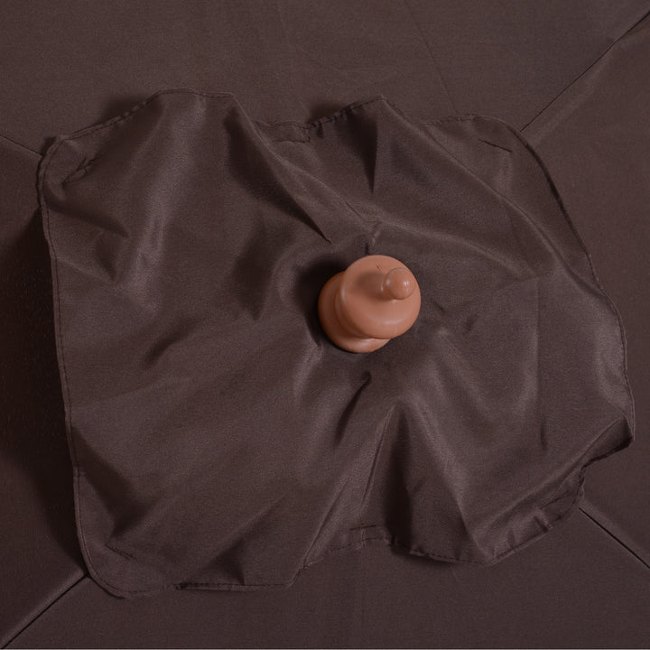 Chapéu de Sol de Jardim 200x150x230 cm Chapéu de Sol Retangular Inclinável com Polia Duplo Teto e Mastro Desmontável de Madeira para Terraço Pátio Marrom